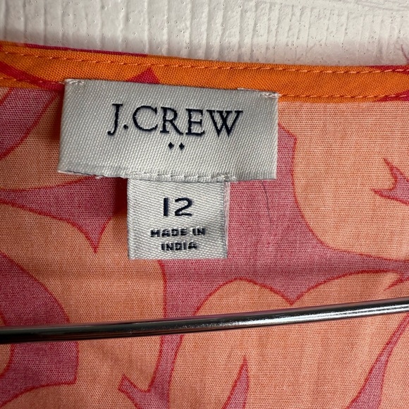 J. Crew Orange Red Tropical Flutter Sleeve Tiered Cotton Sundress Size 12 EUC - Picture 3 of 7